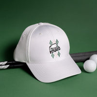 The Poser Club Golf Cap - TPC Argyle Tech Snapback - White '26
