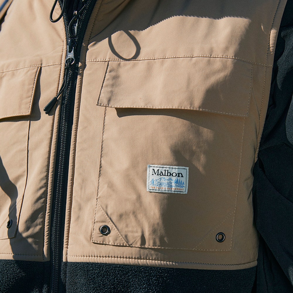 Malbon Golf Vest - Backcountry Polar Fleece - Khaki/Black AW24 Malbon Golf Vest - Backcountry Polar Fleece - Khaki/Black AW24