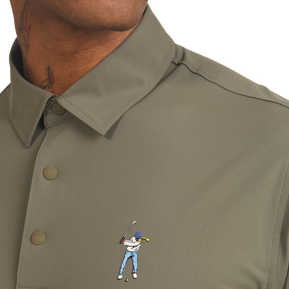 Eastside Golf Shirt - Snap Placket Polo - Olive AW24 Eastside Golf Shirt - Snap Placket Polo - Olive AW24