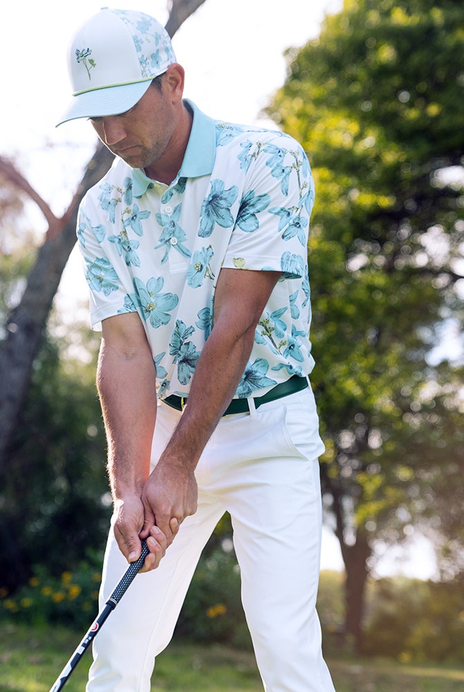 Adam Svensson - Masters Saturday - Blue Floral PUMA Golf Shirt 2023