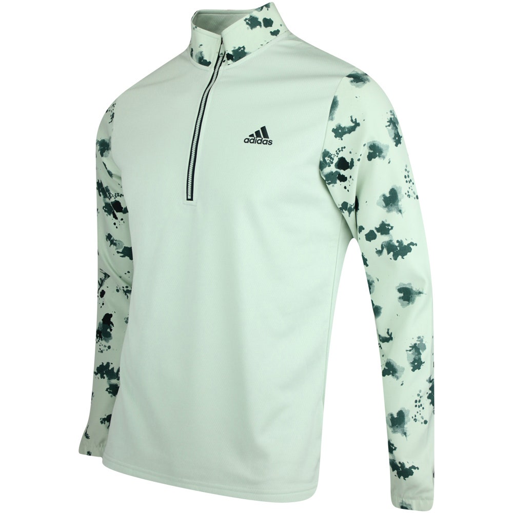 adidas Golf Pullover - Splatter Print QZ - Linen Green AW22