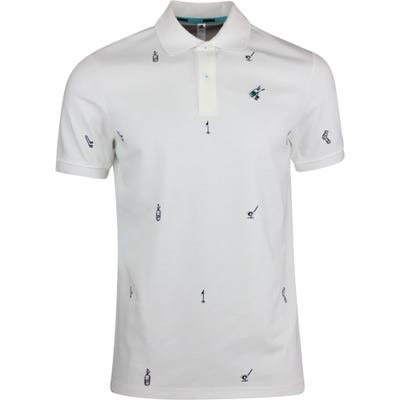 adidas Golf Shirt - Play Green Monogram Polo - White SS22