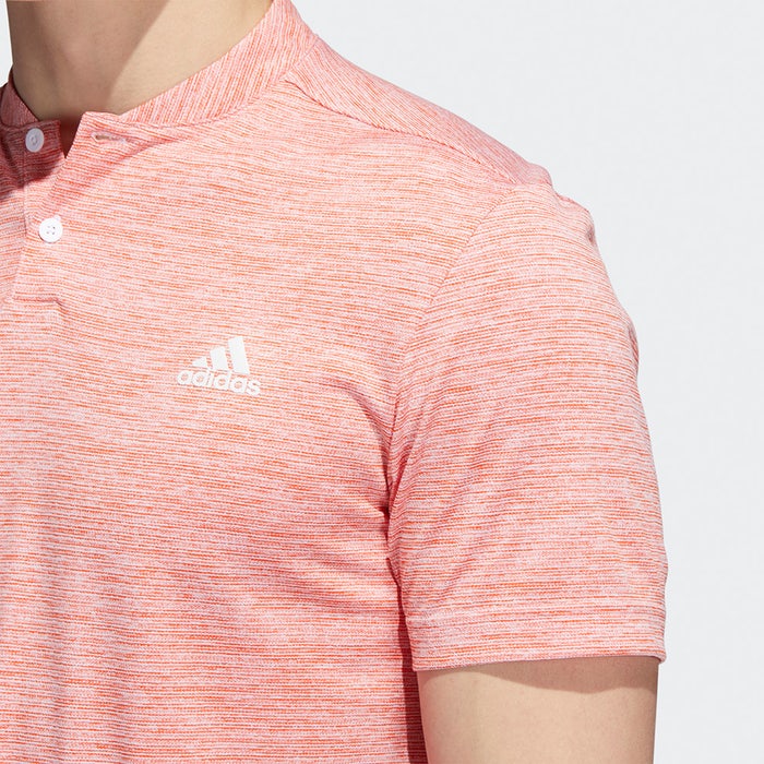 adidas Golf Shirt - Textured Stripe Polo - Semi Orange AW22