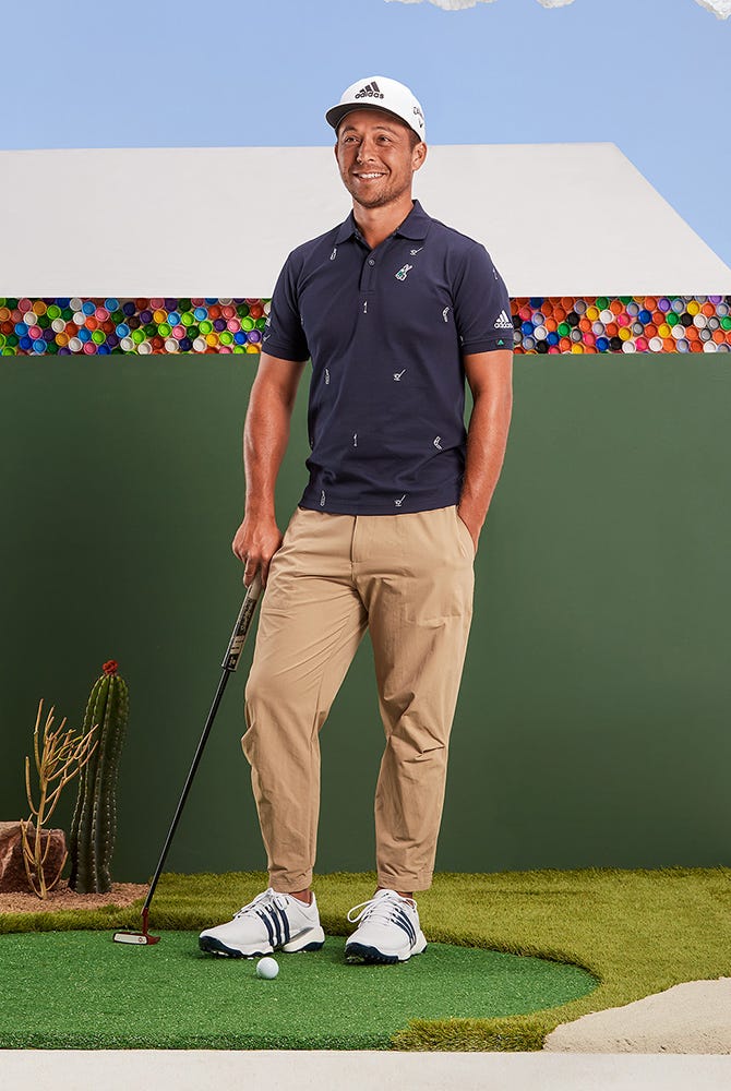 adidas Golf Embroidered Motif Play Green Shirt Xander Schauffele 2022