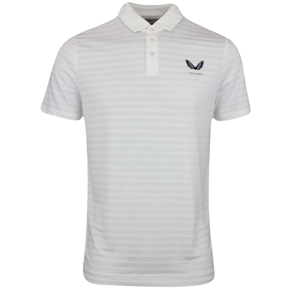 Castore Golf Shirt - Textured Pique Stripe Polo - White SS24 Castore Golf Shirt - Textured Pique Stripe Polo - White SS24