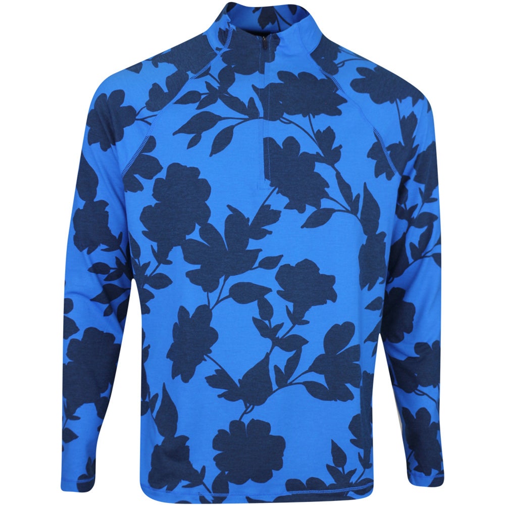 G FORE Golf Pullover Tonal Floral Luxe Mid Racer Blue AW23