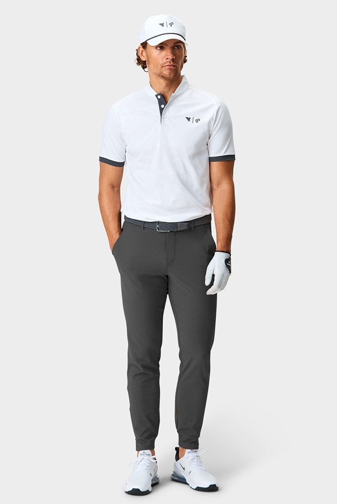 Macade Scripting - White Blade Collar Golf Shirt - GP Logo