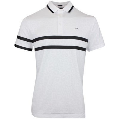 J.Lindeberg Golf Shirt - Boswell Jacquard Regular Fit - White WH23