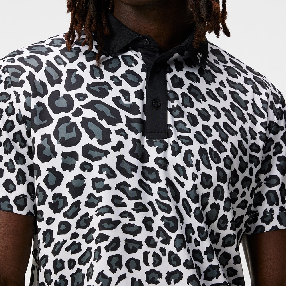 J.Lindeberg Golf Shirt Arthur Print Regular Fit BW Leopard WH23