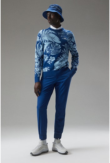 J.Lindeberg - Blue Tropical Print Crew Knit Mid Layer - Cruise 2023