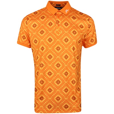 J.Lindeberg Golf Shirt - Tour Tech Print Reg Fit - Orange Diamond SS23