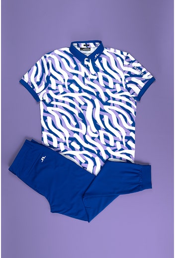 J Lindeberg - Blue Zebra Print Golf Shirt - High Summer 2023
