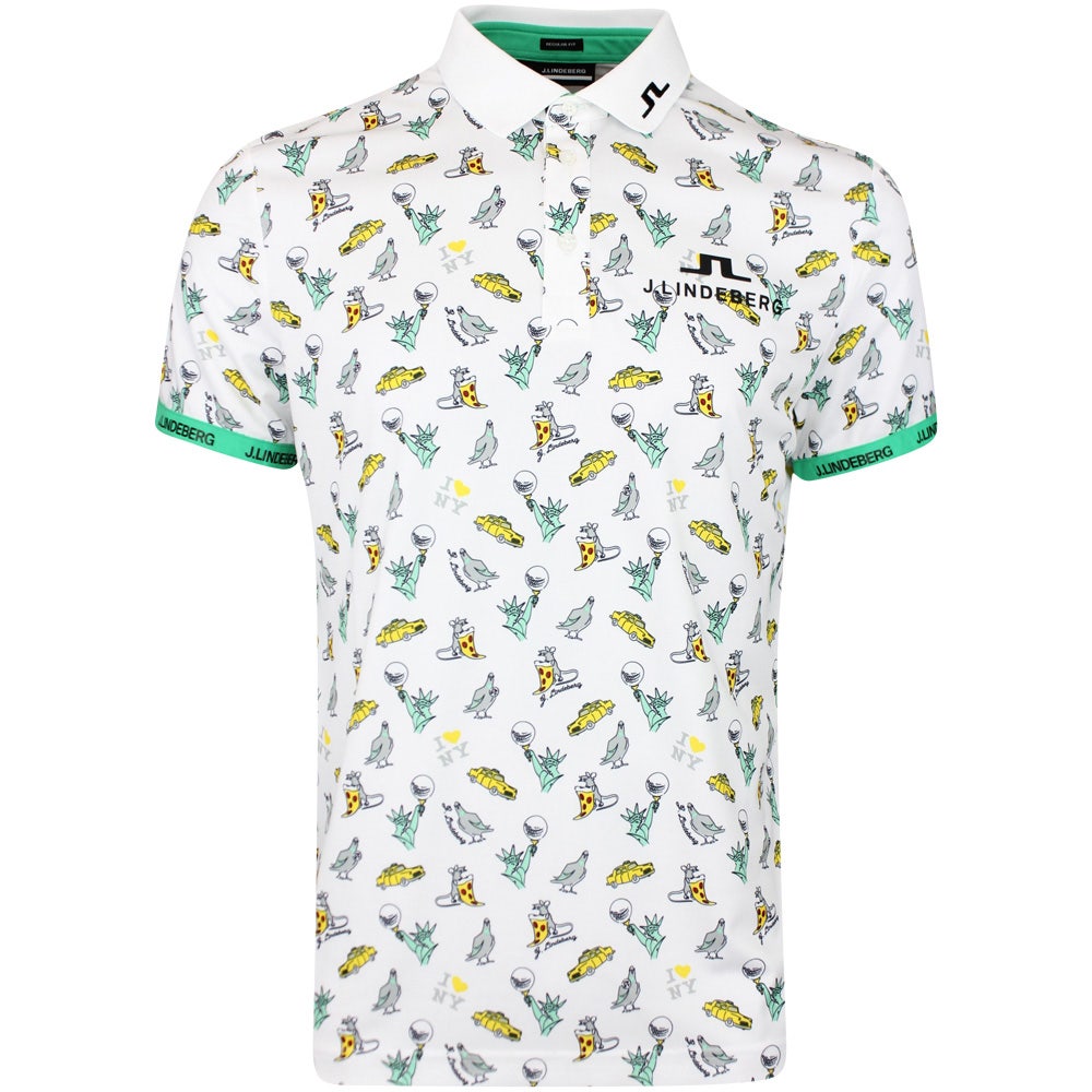 J.Lindeberg Golf Shirt - KV TOUR Print - USA PGA White SU23