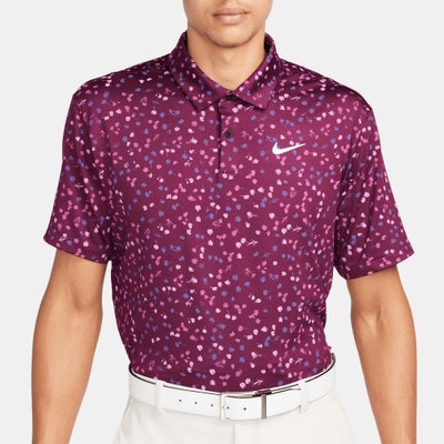Nike Golf Shirt - NK DF Tour Floral Polo - Bordeaux HO23