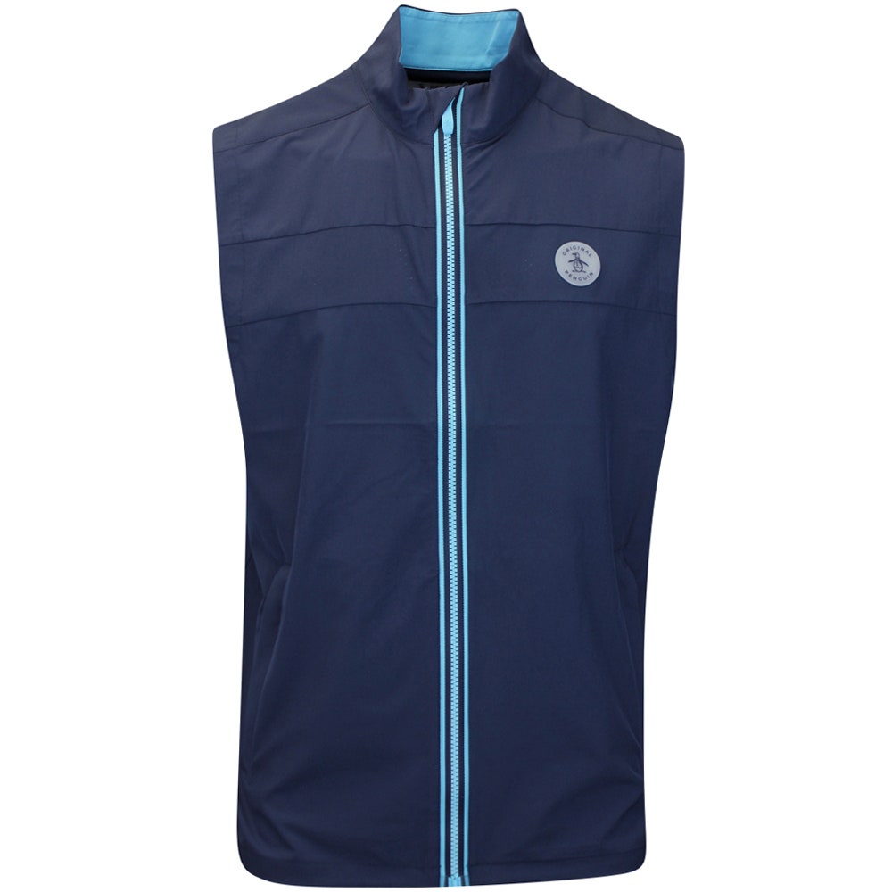 Original Penguin Golf Gilet - Packable FZ Vest - Black Iris SS25
