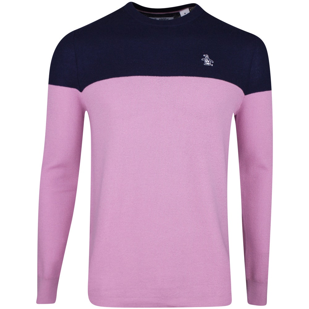 Original Penguin Golf Jumper - CB Crew Neck - Gelato Pink SS24 Original Penguin Golf Jumper - CB Crew Neck - Gelato Pink SS24