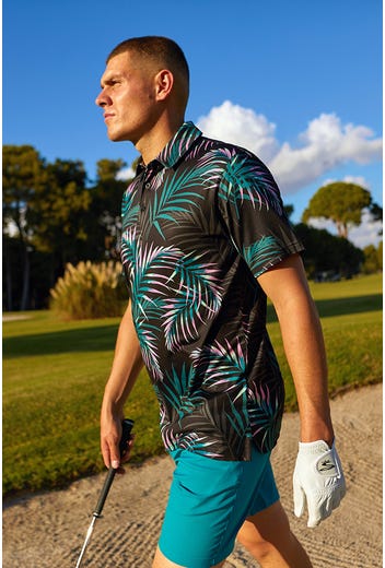 PUMA Golf - Palm Leaf Printed Golf Shirt - Black 2023
