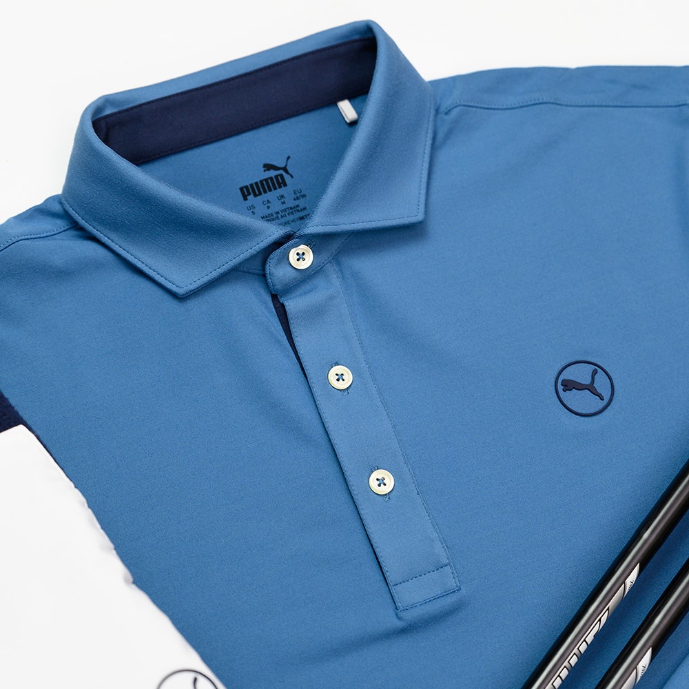 PUMA Golf Shirt - Cloudspun LS Midweight Polo - Blue Horizon