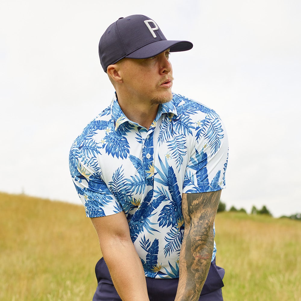PUMA Golf Shirt Cloudspun Aloha Polo White Festive Blue AW23