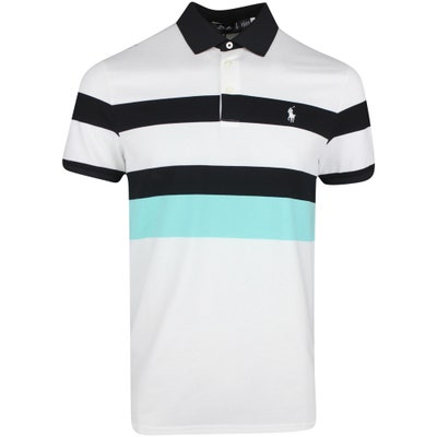 RLX Golf Shirt - PP Tour Colour Block Pique - White - Teal Multi SS24