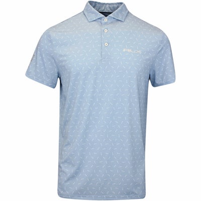 RLX Golf Shirt - Tossed Logo Printed Airflow - Vessel Blue AW23