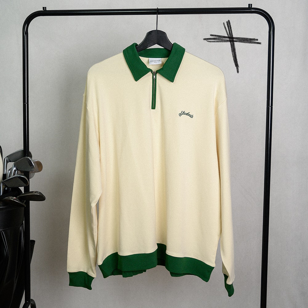 Students Golf Shirt - Archibald LS Polo - Cream AW24
