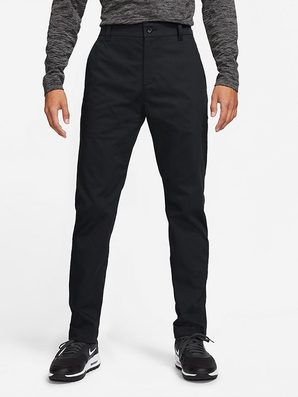 black slim fit golf trousers