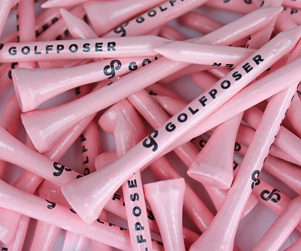 Golfposer Wooden Golf Tees pack of 50 pink