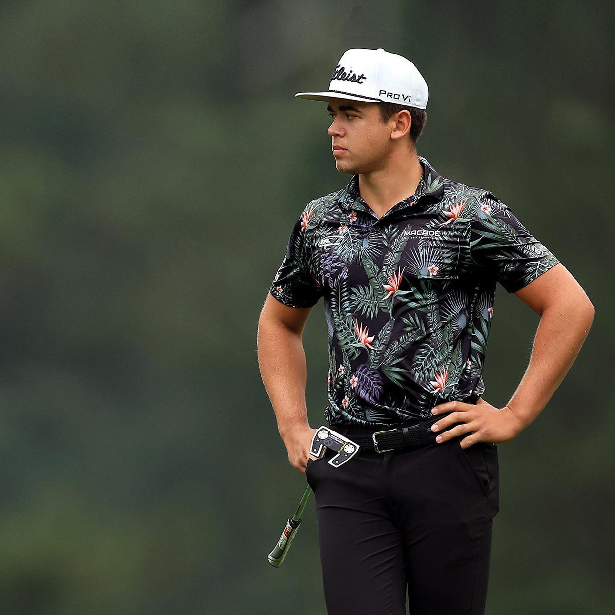 Garrick Higgo Wears Floral Macade Golf Shirt