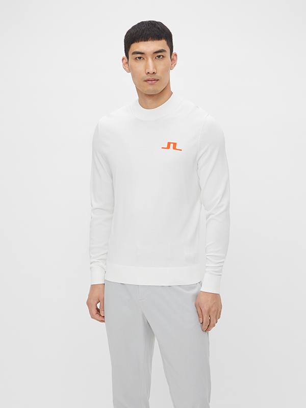 J Lindeberg White Crew Neck Sweater Knit