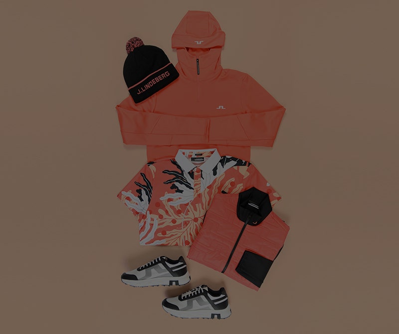 J Lindeberg Pre Spring 2024 Hot Coral Outfit Inspiration