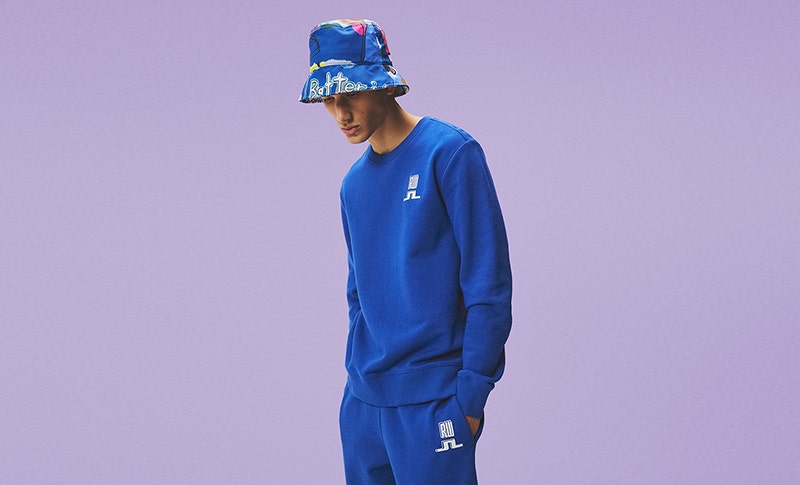 J Lindeberg Robbie Williams Blue Sweat Golf Clothing