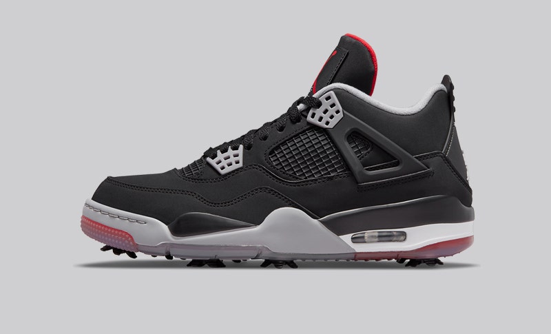 Nike Air Jordan IV Golf Shoes Bred Black Red Cement Grey Hero