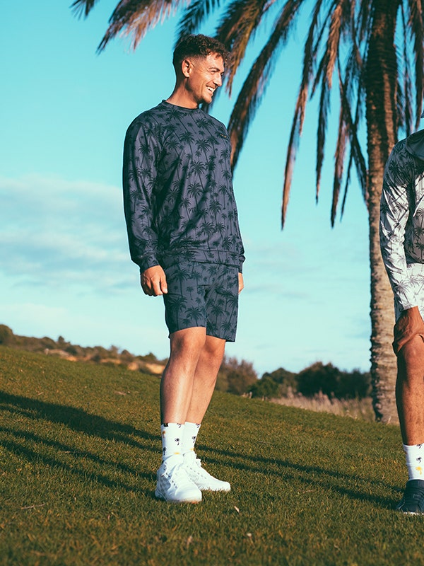 PUMA Golf Co-Ords Palm Tree Crew Print Navy