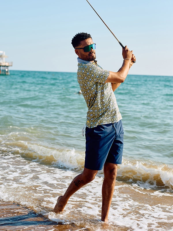 PUMA Golf Palm Tree Crew Yellow Tile Golf Shirt