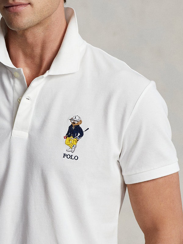 RALPH LAUREN POLO GOLF BEAR LOGO SHIRT WHITE YELLOW PANTS